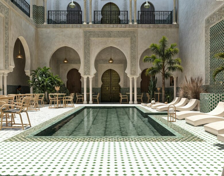 Valeria Hotels Marrakech: Luxury eco-resort with sustainable garden and authentic Moroccan architecture, symbolizing responsible tourism and cultural immersion.